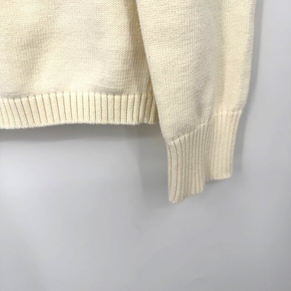 Tommy Hilfiger 1/4 quarter zip sweater spell out cotton men’s size Medium ivory - Picture 10 of 11
